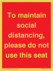 To maintain social distancing, please do not use this seat